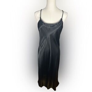 NWT Vintage Olga Black Satin Slip Dress Nightgown Size 32T  Y2K Whimsigoth
